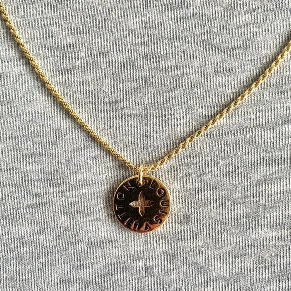 Repurposed Gold LV Pendant Necklace - Picture 1 of 1